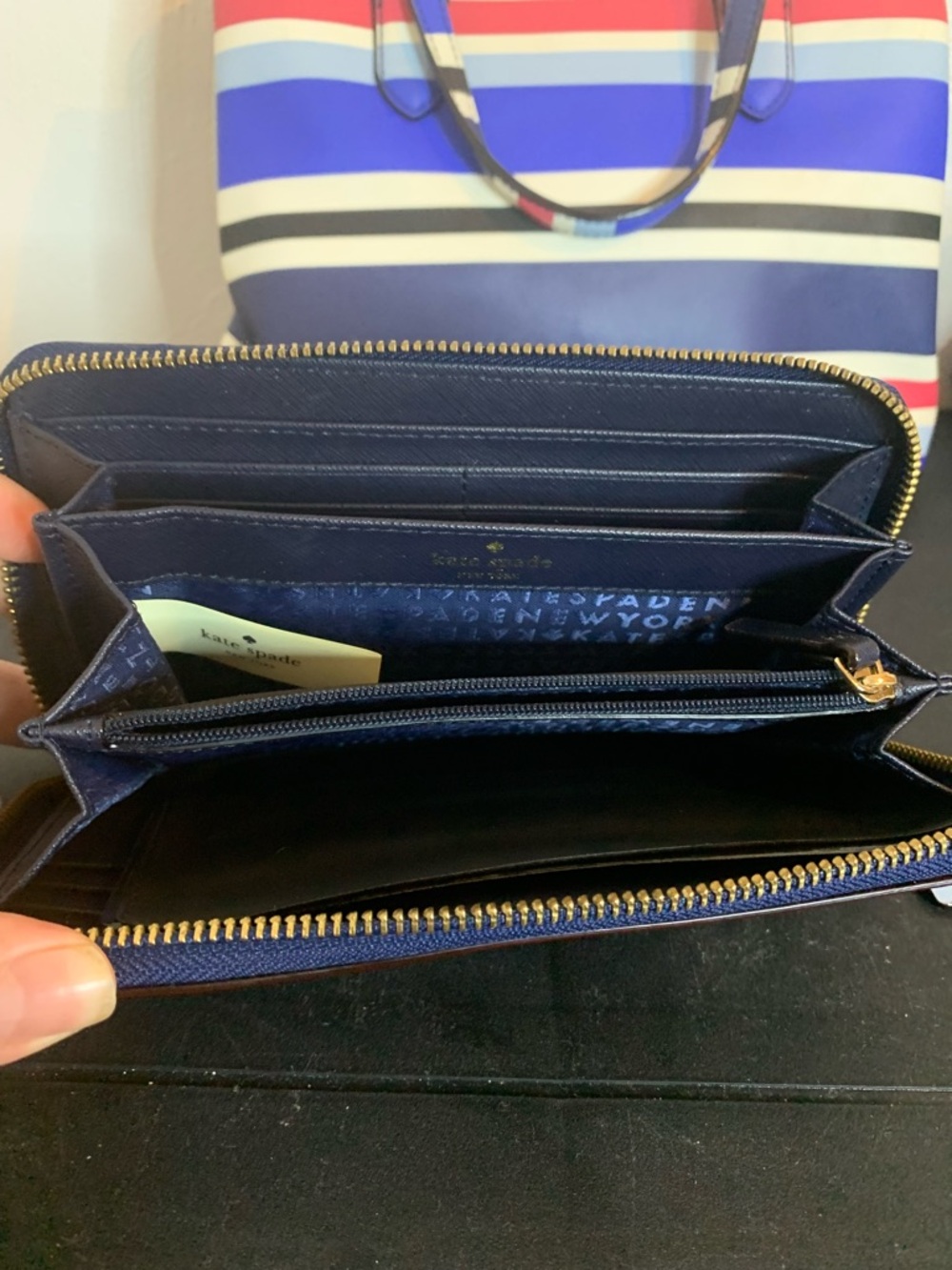 Kate Spade 3pc Set Laurel Way Evangelie Cruise Stripe Satchel Wallet Card Case - Picture 5 of 9